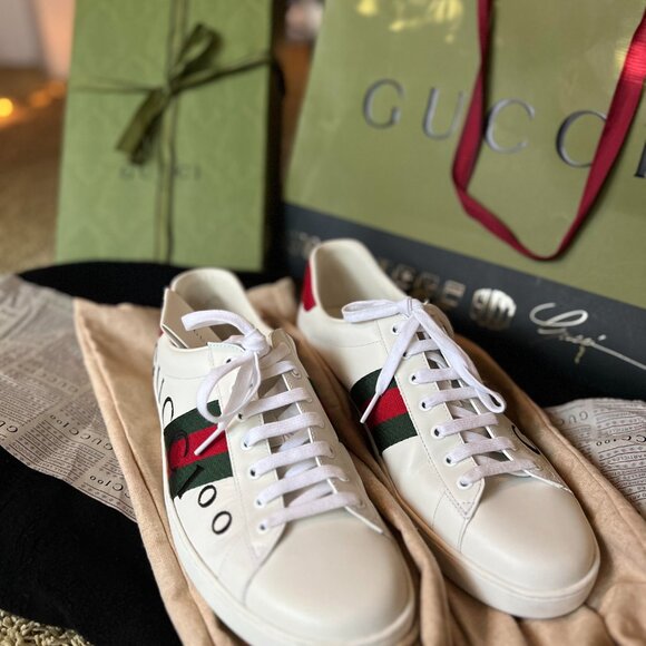 GUCCI ACE LIMITED EDITION SNEAKERS 100TH ANNIV - MENS SIZE 11.5-12 USA (RARE) - Picture 6 of 10
